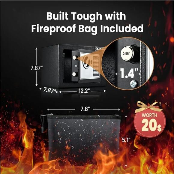 Fire Resistant Money Safe Box for Home with Fireproof Bag Cash Hidden, Security - Picture 3 of 5